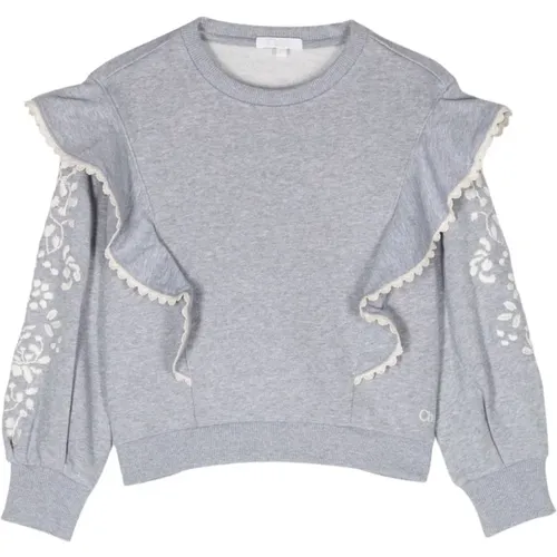 Graue Sweaters mit Verspielten Volants - Chloé - Modalova