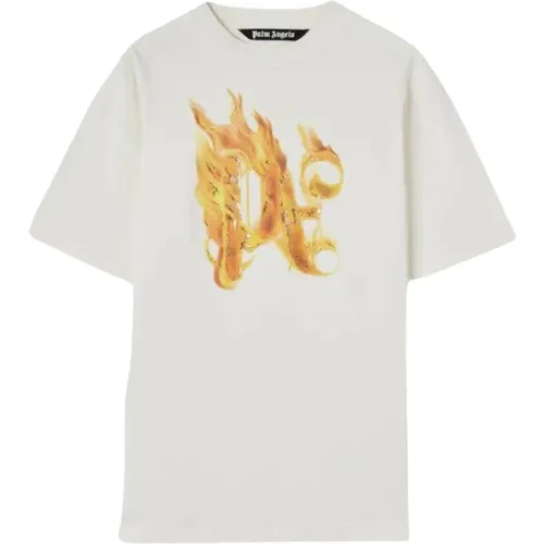 Burning Monogram T-Shirt , male, Sizes: L, 2XL, XL, M, S - Palm Angels - Modalova