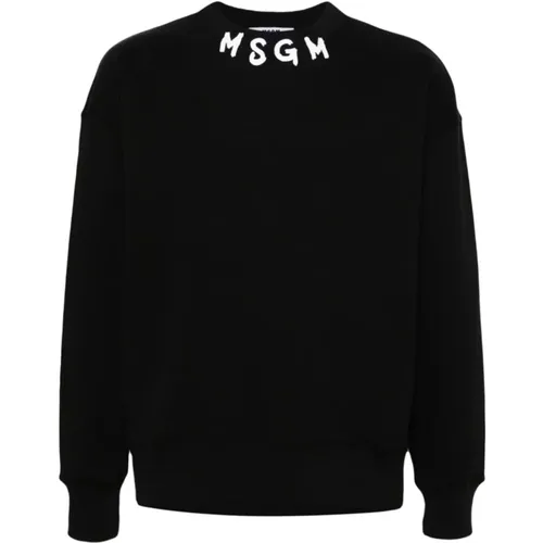 Logo Crewneck Sweatshirt , Herren, Größe: XL - Msgm - Modalova