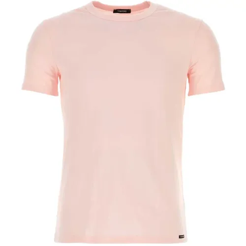 Pastellrosa Baumwoll T-Shirt , Herren, Größe: M - Tom Ford - Modalova