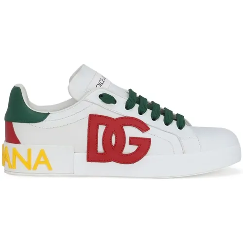 Weiße Leder Panel Sneakers - Dolce & Gabbana - Modalova