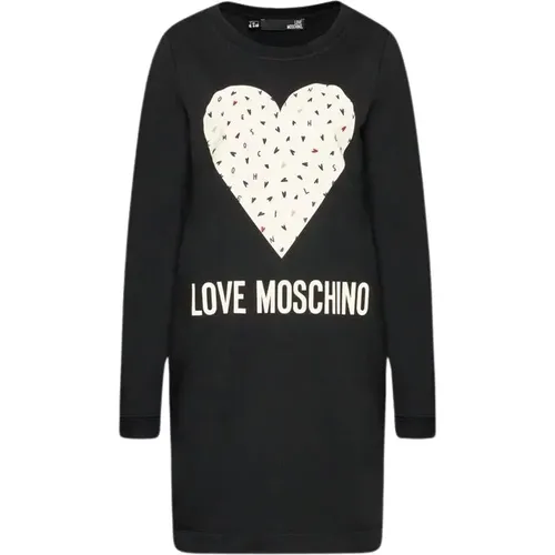 Schickes Blaues Statement-Baumwollkleid , Damen, Größe: L - Love Moschino - Modalova