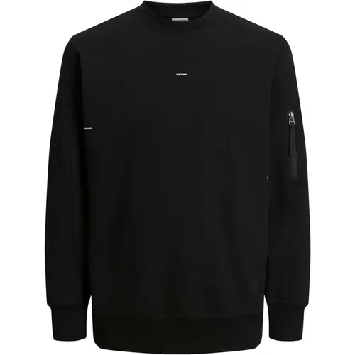 Gerippter Rundhalsausschnitt Pullover mit Ärmeltasche , Herren, Größe: 2XL - jack & jones - Modalova