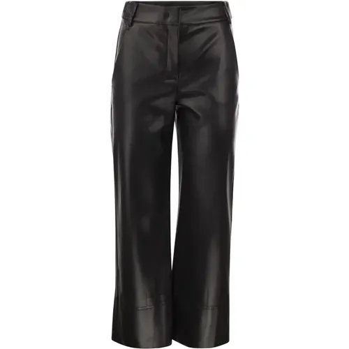 Coated Fabric Slim Trousers with Flared Silhouette , female, Sizes: L - Max Mara - Modalova