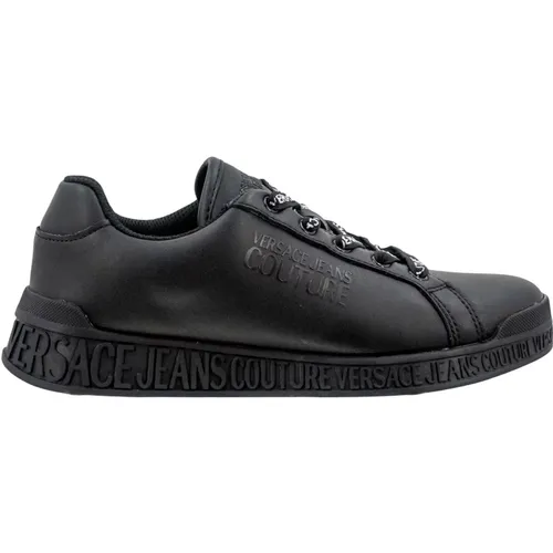 Schwarze Leder Low Top Sneakers - Versace Jeans Couture - Modalova