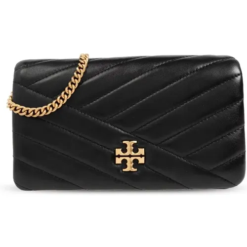 Schwarze Chevron-Stepp-Schultertasche , Damen, Größe: ONE Size - TORY BURCH - Modalova