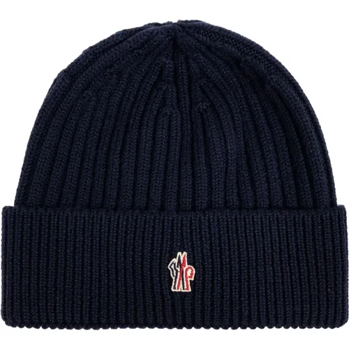 Wool hat with logo , male, Sizes: ONE SIZE - Moncler - Modalova