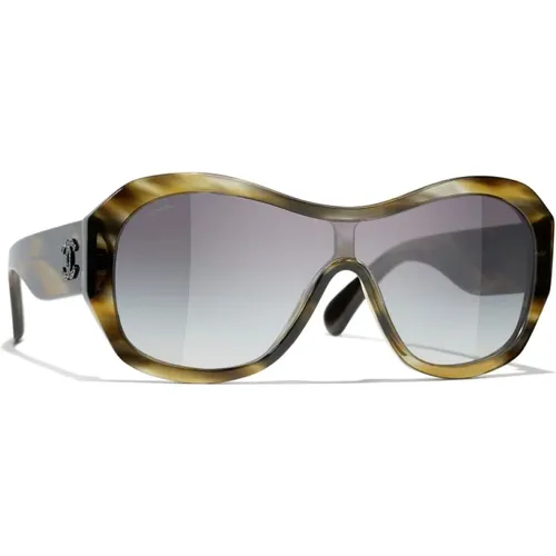 Gray Gradient Green Gray Sunglasses , female, Sizes: 53 MM - Chanel - Modalova