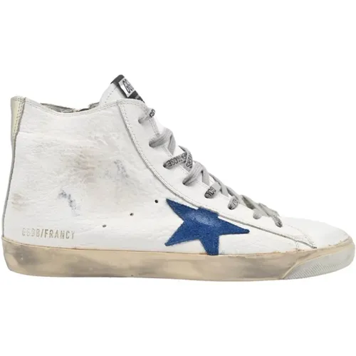 Weiße Distressed Leder Blauer Stern Sneakers - Golden Goose - Modalova