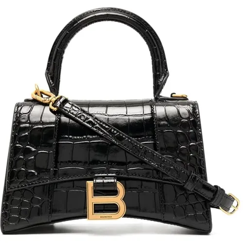 Crocodile Effect Top-Handle Tote Bag , female, Sizes: ONE SIZE - Balenciaga - Modalova