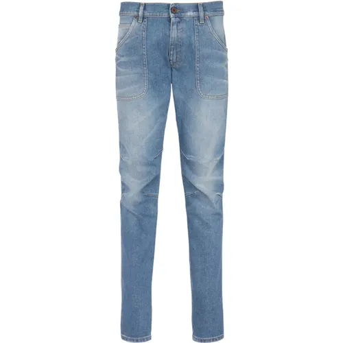 Slim-fit Denim-Jeans mit Metall-Details , Herren, Größe: W30 - Balmain - Modalova
