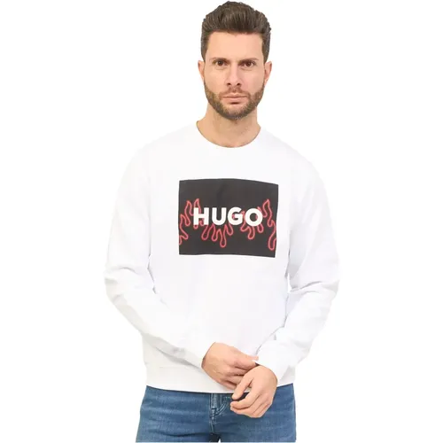 Mens Regular Fit Sweater with Flame Logo , male, Sizes: M, S - Hugo Boss - Modalova