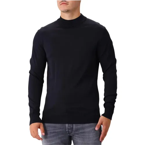 Dunkelblauer Gestrickter Crewneck Pullover - Genti - Modalova