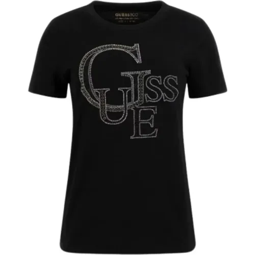 Front Logo Stud T-Shirt Damen , Damen, Größe: L - Guess - Modalova