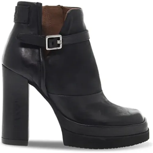 Damen Leder Stiefeletten - Art. B48202 Schwarz - Größe 36 , Damen, Größe: 36 EU - a.s.98 - Modalova