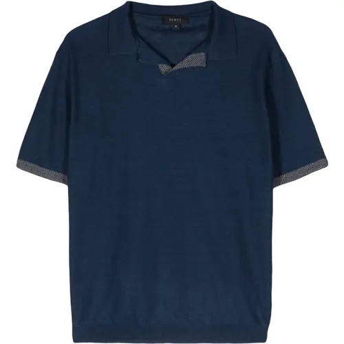 Buttonless linen/cotton polo shirt , male, Sizes: L, M, XL - Sease - Modalova