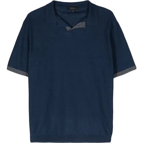 Buttonless linen/cotton polo shirt , male, Sizes: M, XL - Sease - Modalova