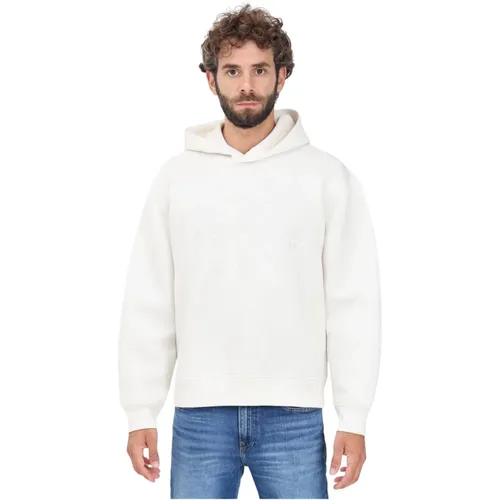 Weiße Kapuzenpullover mit Monogramm-Logo - Calvin Klein Jeans - Modalova