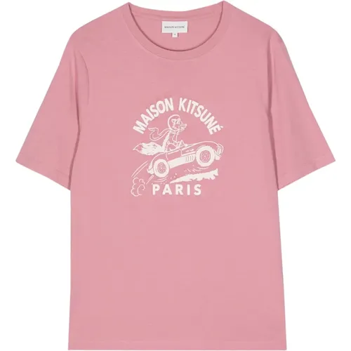 Racing Fox T-shirt , female, Sizes: XS, S - Maison Kitsuné - Modalova