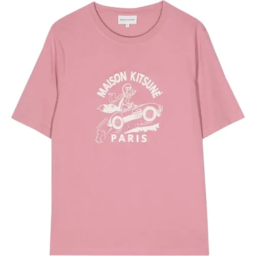 Racing Fox T-shirt , female, Sizes: XS, S, M - Maison Kitsuné - Modalova