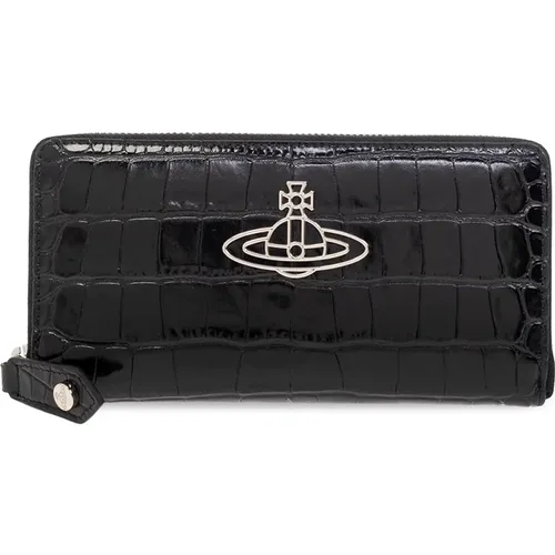 Leather wallet with logo , female, Sizes: ONE SIZE - Vivienne Westwood - Modalova