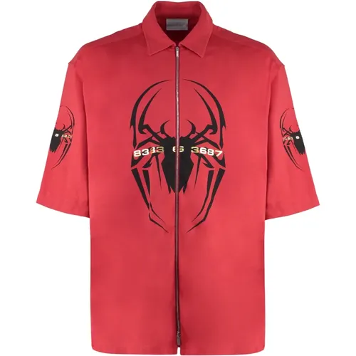 Spider Baumwoll-T-Shirt mit Seitenschlitzen - Vetements - Modalova