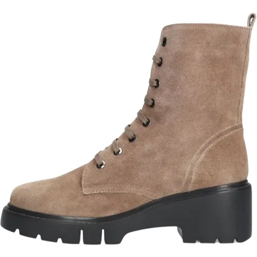 Taupe Wildleder Schnürstiefel Jriso , Damen, Größe: 40 EU - Unisa - Modalova