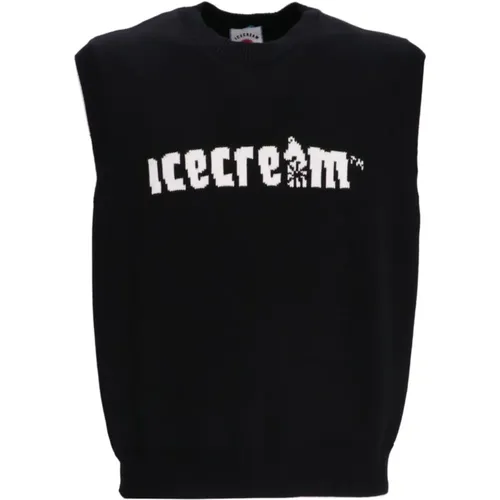 Sweater with Logo Knit , male, Sizes: M, L - Icecream - Modalova