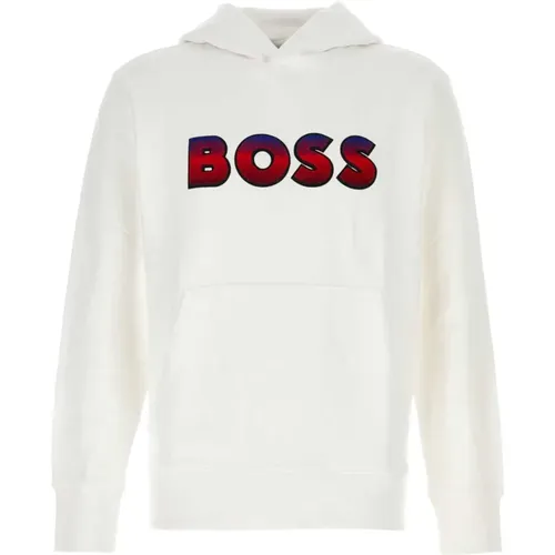 Weiße Baumwoll-Sweatshirt , Herren, Größe: 2XL - Boss - Modalova