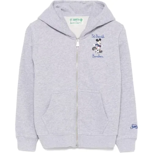 Grauer Kapuzenpullover mit Mickey-Print - MC2 Saint Barth - Modalova