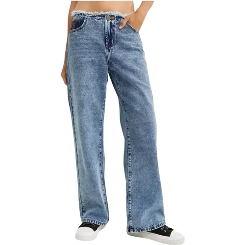 Niedrig sitzende blaue Jeans gerade Passform , Damen, Größe: W27 - One Teaspoon - Modalova