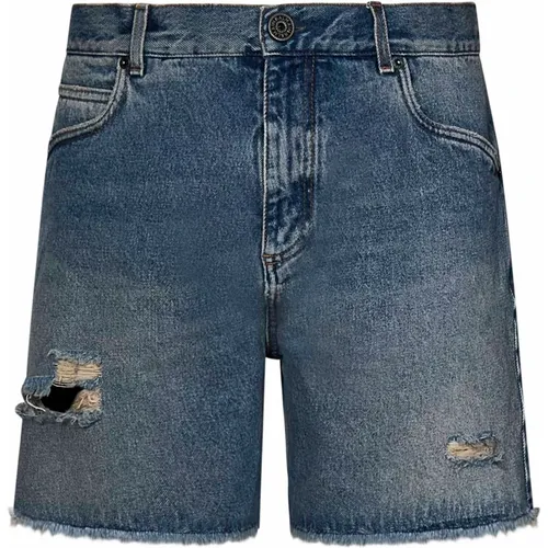 Vintage Denim Shorts with Logo Embroidery , male, Sizes: W31, W32, W33 - Balmain - Modalova