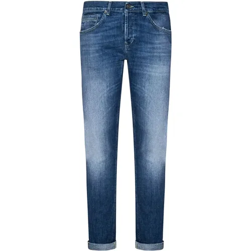 Blaue Skinny-Fit Jeans mit Logo-Plakette - Dondup - Modalova