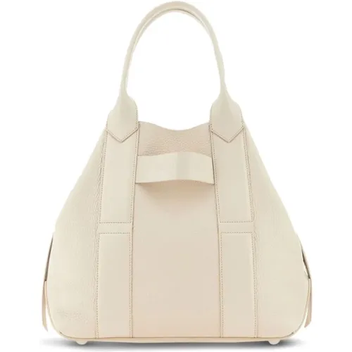 Ivory Lederhandtasche mit Logodetail , Damen, Größe: ONE Size - Hogan - Modalova