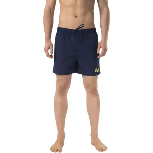 Blaue Strandshorts mit Kordelzug und Print , Herren, Größe: 2XL - Just Cavalli - Modalova