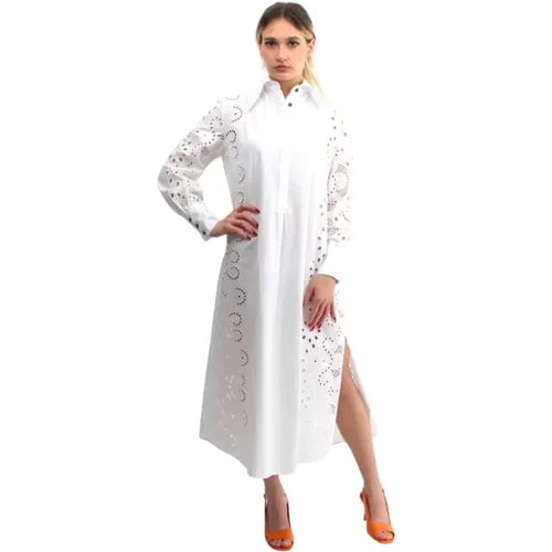 Weiße Blumen Besticktes Kleid , Damen, Größe: M - Liviana Conti - Modalova