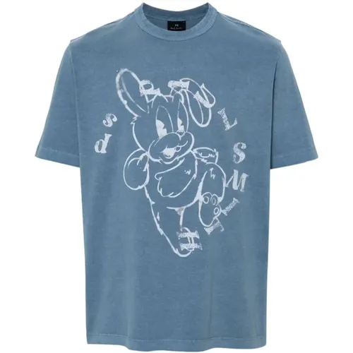 Bunny Print Blaues T-Shirt , Herren, Größe: XL - Paul Smith - Modalova