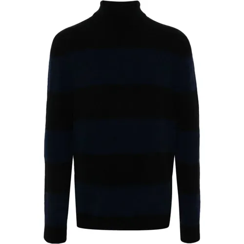 Navy Blauer Gestreifter Wollpullover - Dondup - Modalova