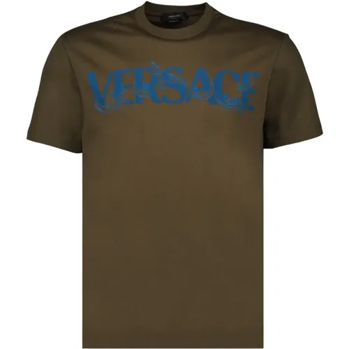 Logo Print T-Shirt , Herren, Größe: M - Versace - Modalova