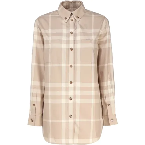 Checkered Cotton Twill Shirt , female, Sizes: 3XS - Burberry - Modalova