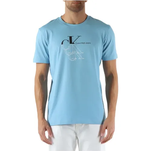 Baumwoll-T-Shirt mit Frontlogo-Druck , Herren, Größe: S - Calvin Klein Jeans - Modalova