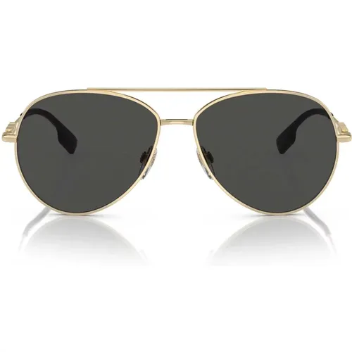 Womens Pilot Style Sunglasses with Thin Metal Frames and Bio-Polyamide Lenses , unisex, Sizes: 58 MM - Burberry - Modalova