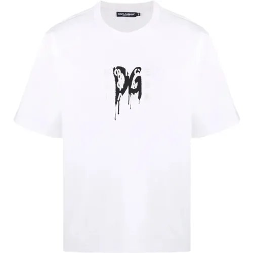 Luxury Graffiti Logo Print T-Shirt , male, Sizes: 2XL, S - Dolce & Gabbana - Modalova