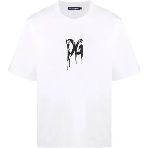 Luxury Graffiti Logo Print T-Shirt , male, Sizes: XL, 2XL, S, M, L - Dolce & Gabbana - Modalova