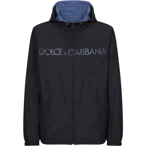 Reversible Logo Print Parka , male, Sizes: L, XL - Dolce & Gabbana - Modalova