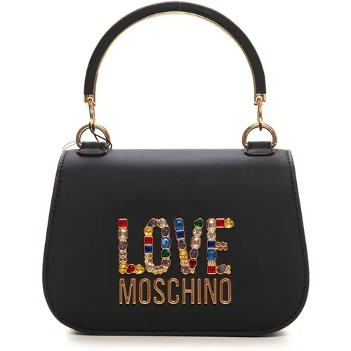 Chic Small Bag with Rhinestone Logo , female, Sizes: ONE SIZE - Love Moschino - Modalova