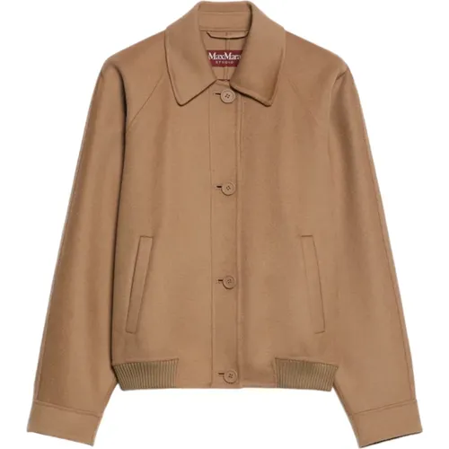 Braune Bomberjacke mit Raglanärmeln , Damen, Größe: M - Max Mara Studio - Modalova