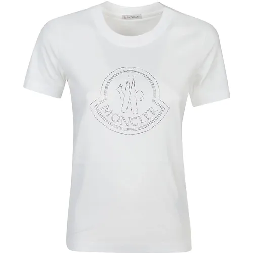 Weißes T-Shirt , Damen, Größe: L - Moncler - Modalova