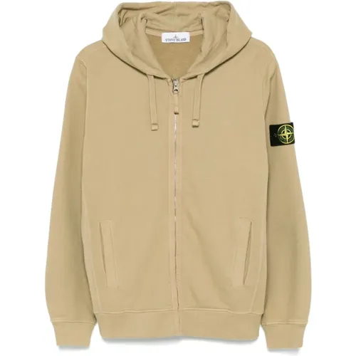 Brauner Kapuzenpullover Bio-Baumwolle , Herren, Größe: S - Stone Island - Modalova