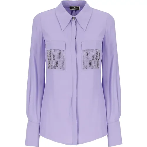Viscose Shirt with Collar , female, Sizes: M, L - Elisabetta Franchi - Modalova